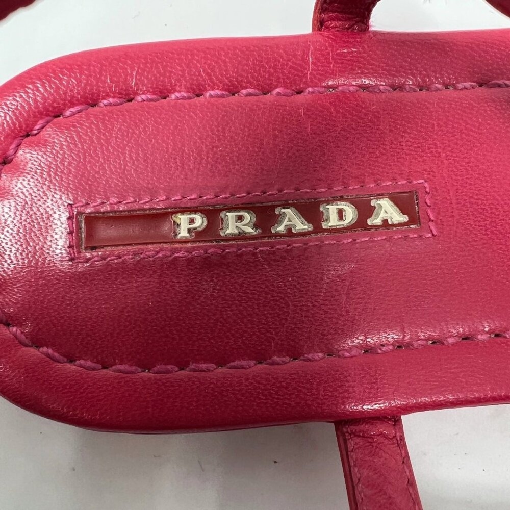 Prada Pink Patent Leather Flat Sandals T‎ Strap Logo 39.5 - Picture 5 of 8